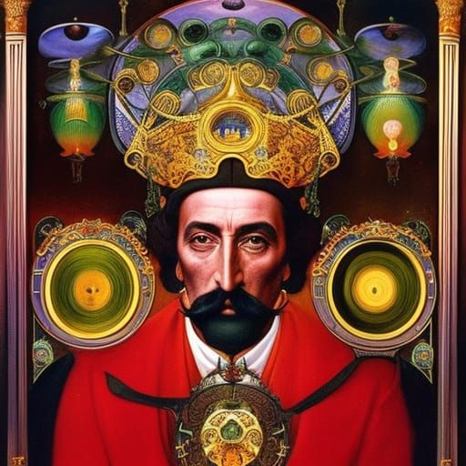 Surreal Moustache Portrait in Steampunk Style