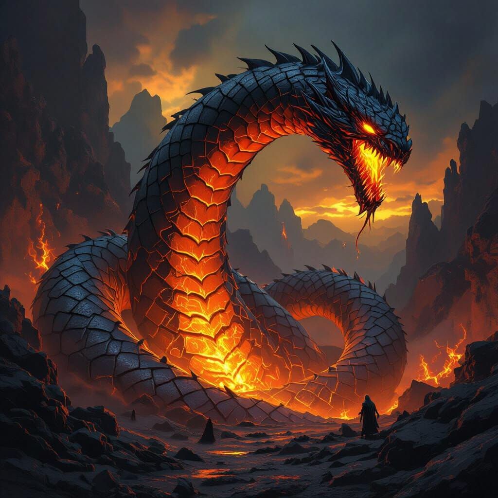 Lava Serpents in Dark Fantasy Style