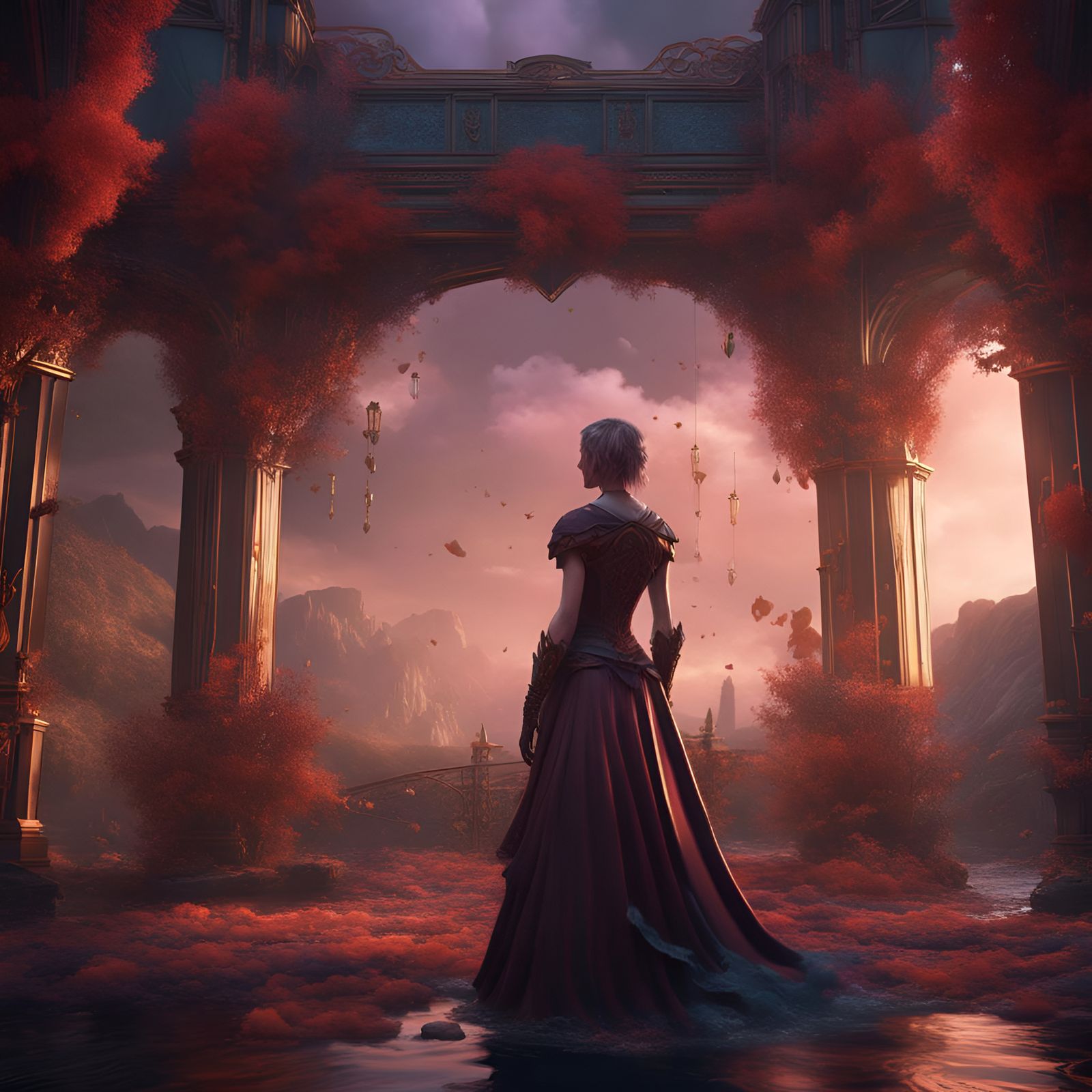 Poignant Farewell in Deep Color Fantasy Art