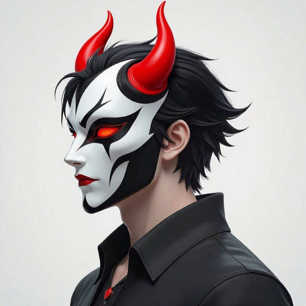 Man in Devil Mask: 3D Anime Art