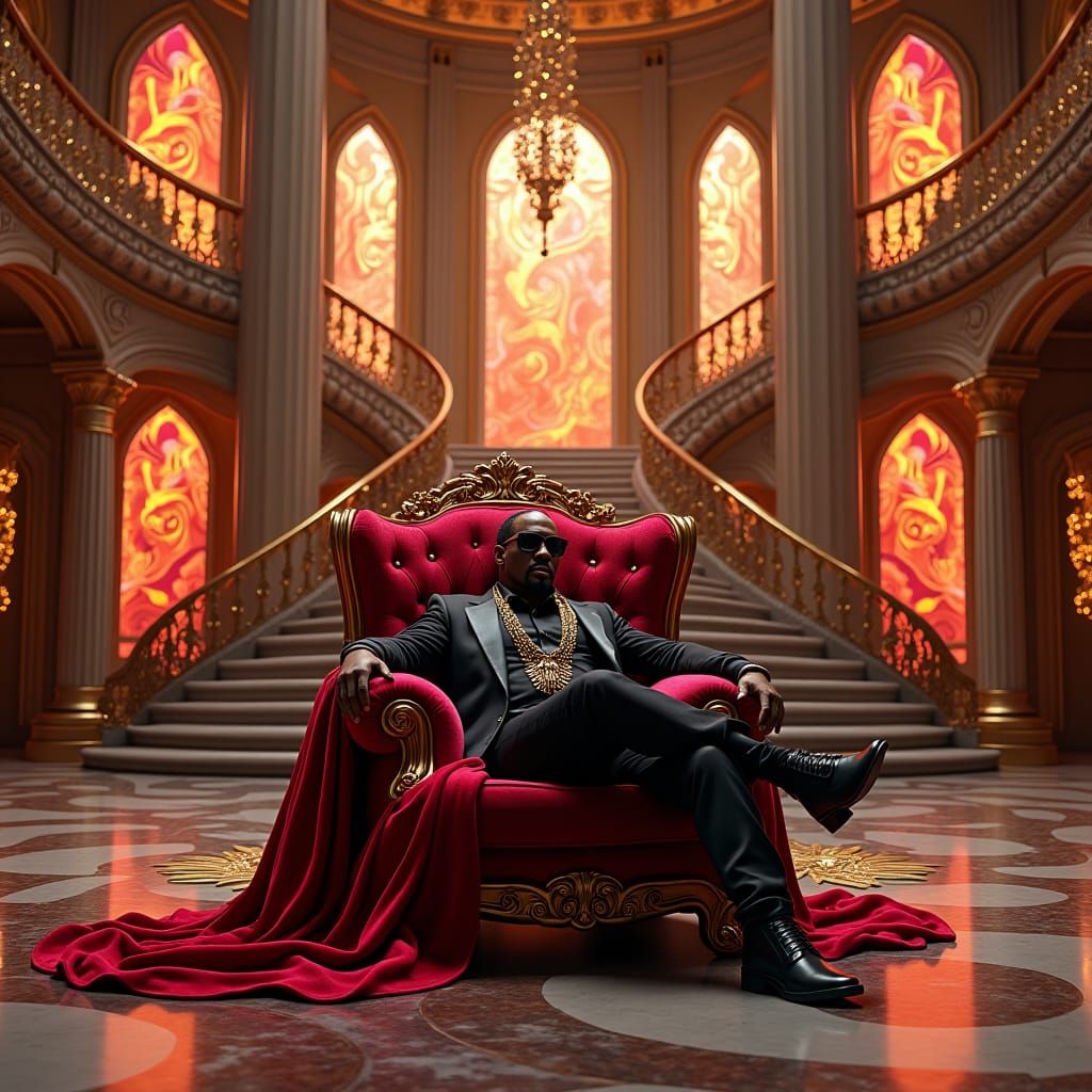 Opulent Mansion: P Diddy on Baroque Throne