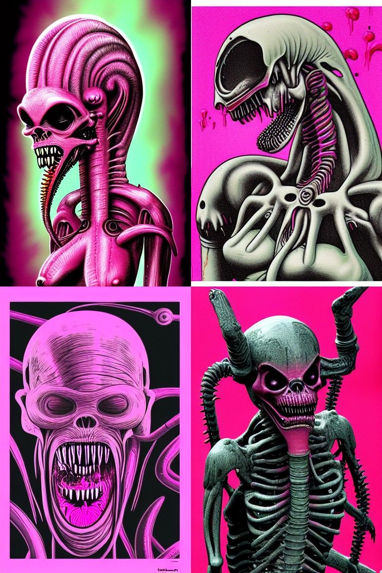 Pink Zombie Xenomorph in Giger Style