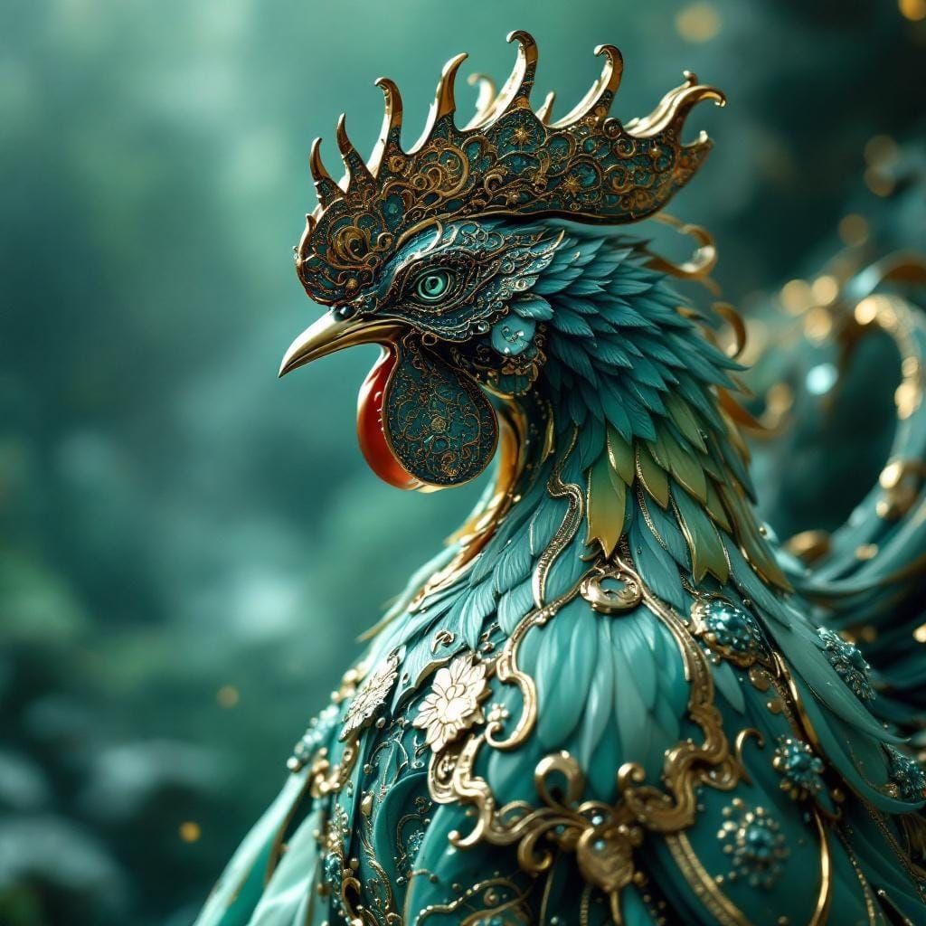 Rooster in Hyper-Detailed East Asian Cinematic Style