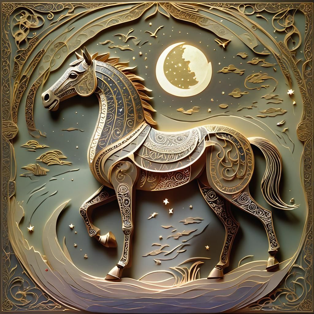 Horse Rider by Nile River: Dark Fantasy Art