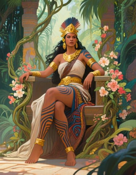 Dominican Warrior Woman in Art Nouveau Style