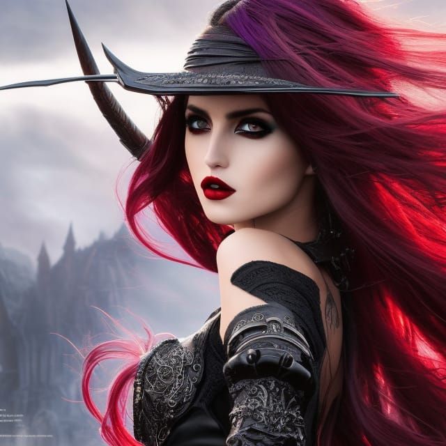 Gothic Vampire Woman in Fantasy Art Style