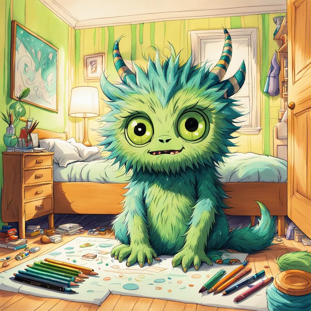 Anime Monster Draws Boy in Ghibli Style