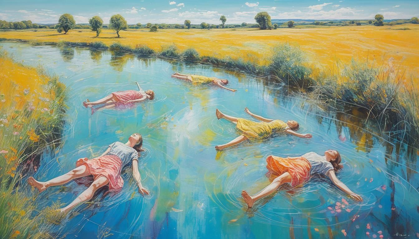 Dreamlike Surrealism: Women in Pastel Landscape