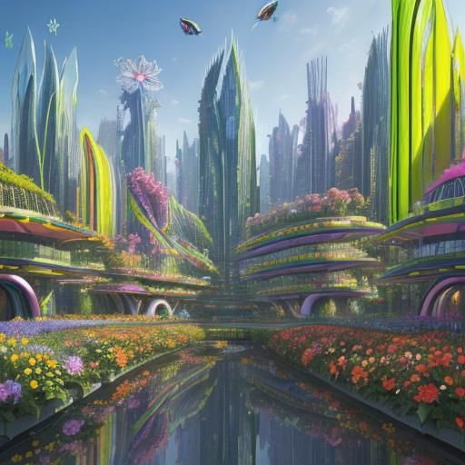 Vibrant Futuristic Cityscape in Hundertwasser Style