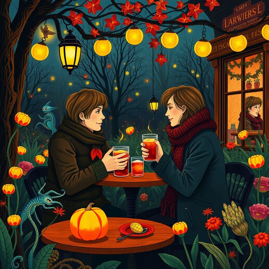 Autumn Date Night in a Bioluminescent Garden