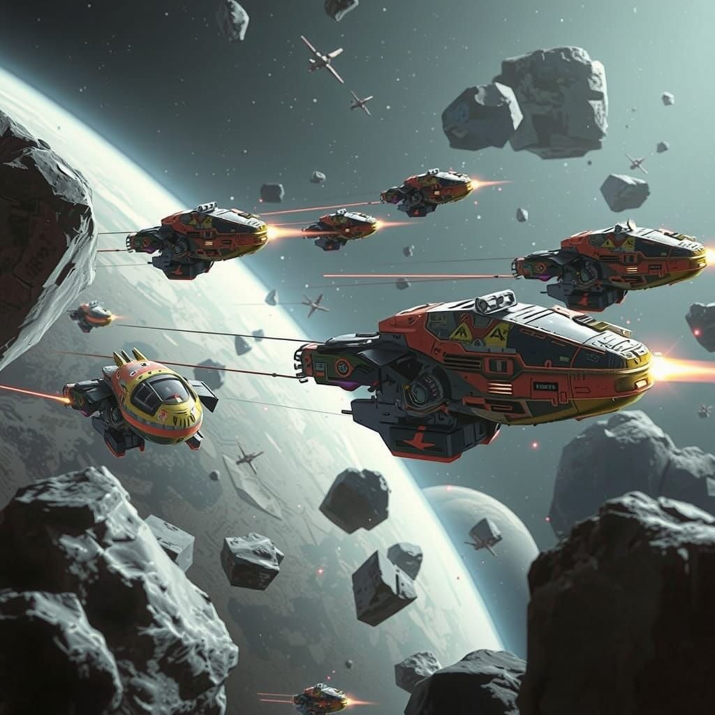 Ragtag Spacecraft Battle Amidst Asteroid Fragments