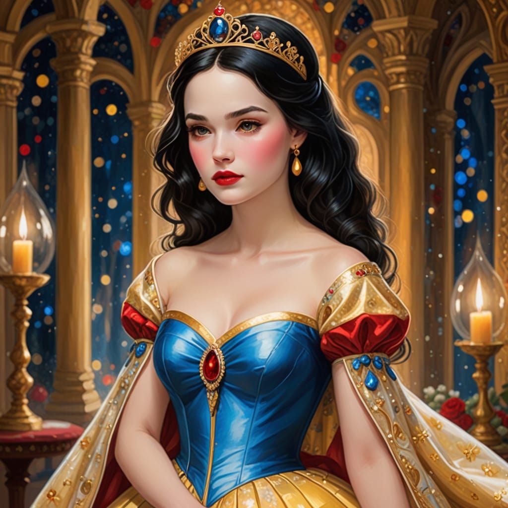 Whimsical Snow White in Enchanting Fairytale Illustration