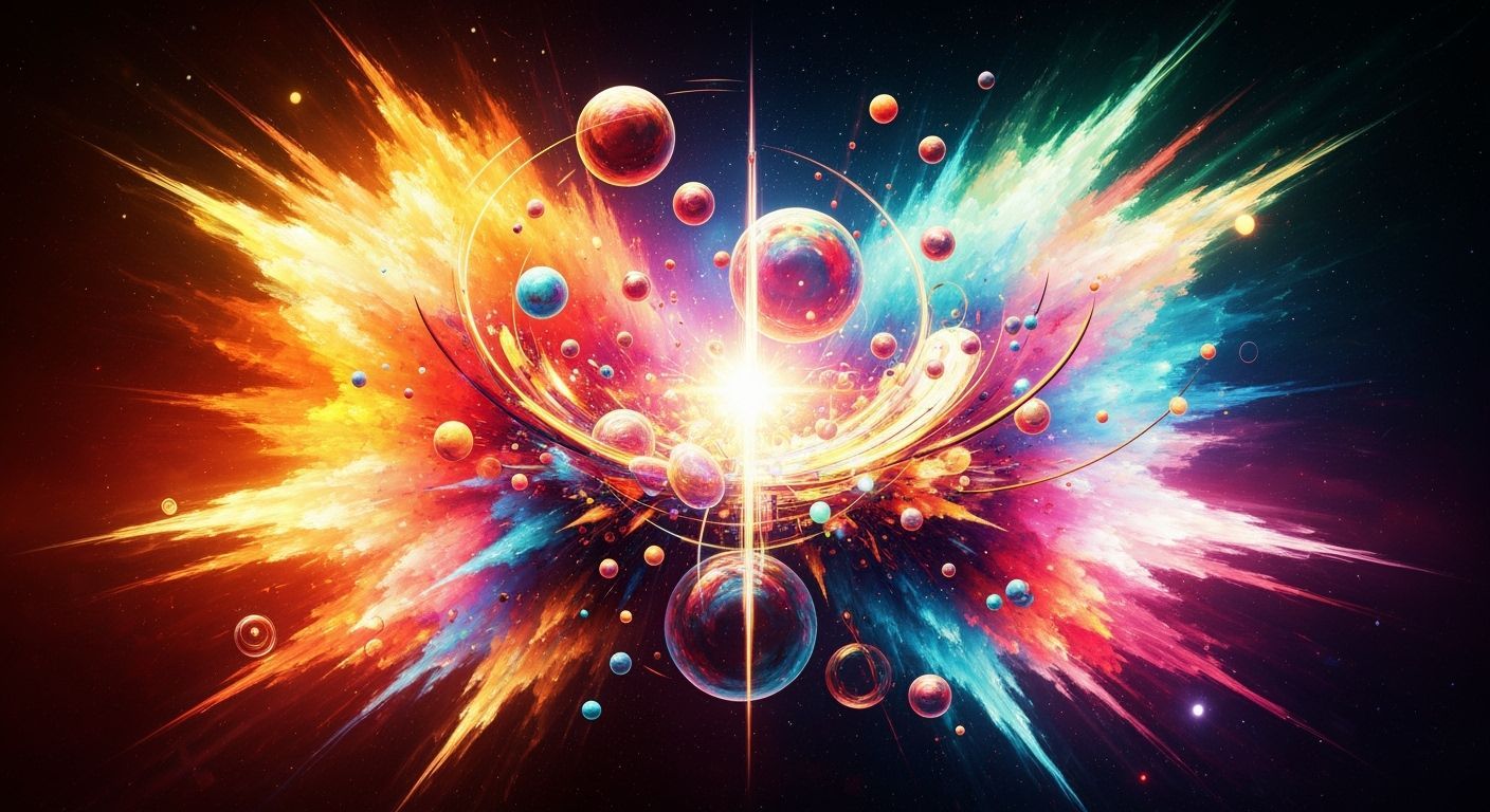 Cosmic Ballet of Abstract Shapes in Surrealist Style