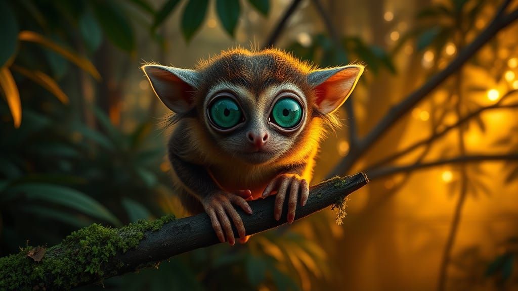 Misty Jungle Encounter with a Tarsier