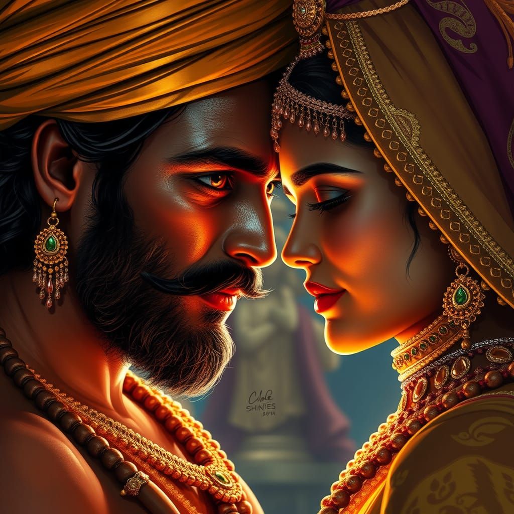 Majestic South Indian King in Opulent Palace