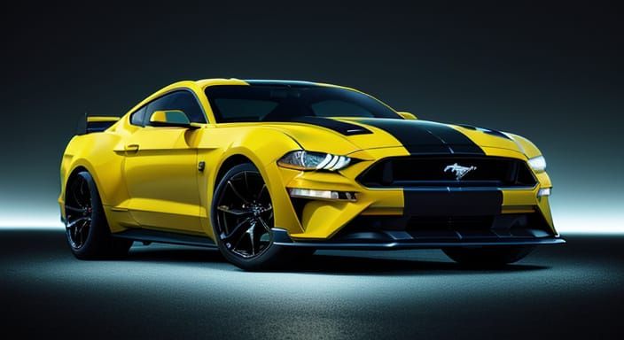 Yellow and Black Ford Mustang concept car
