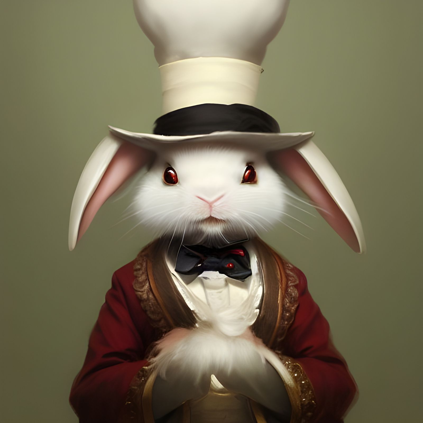 Victorian White Rabbit Portrait in Artstation Style