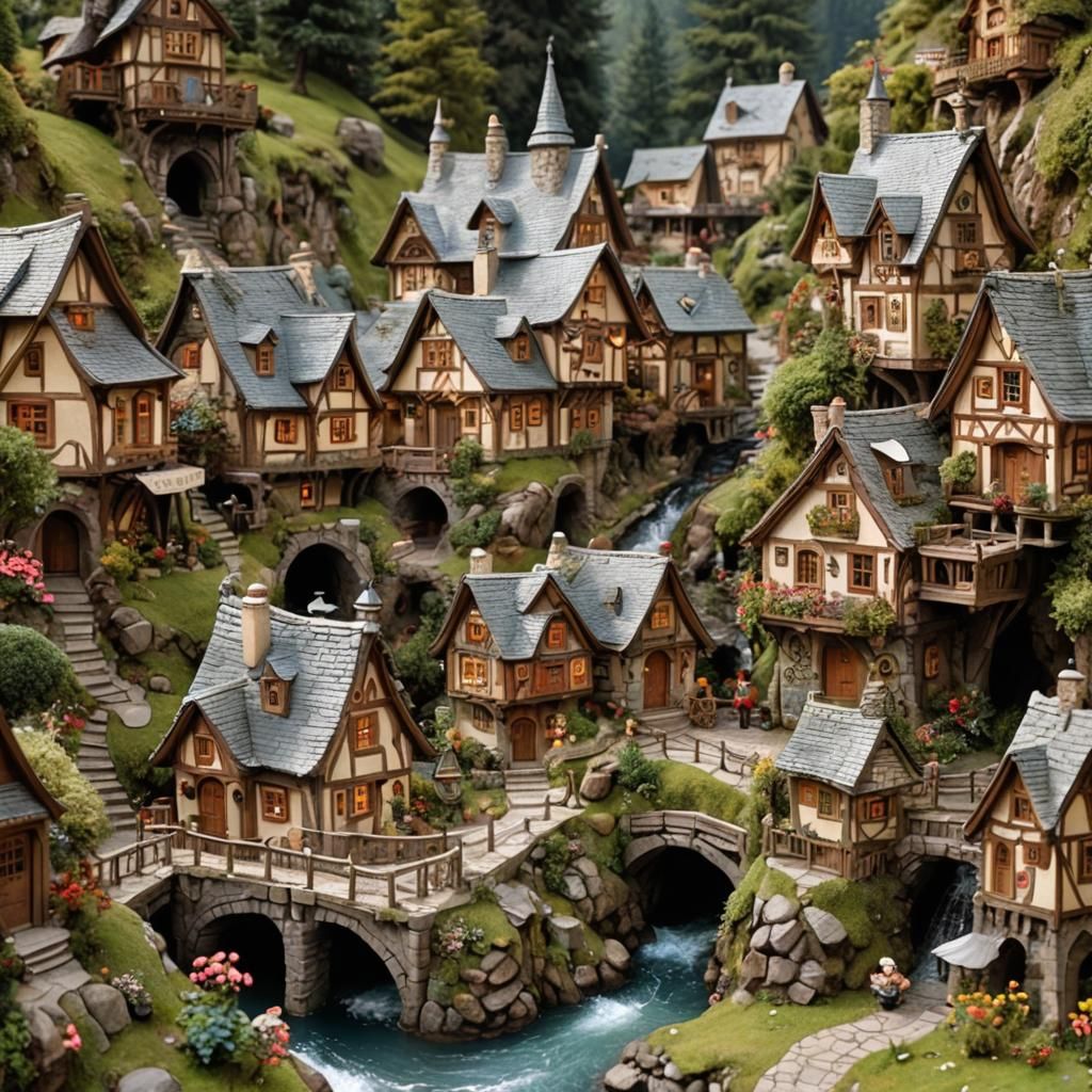 Enchanting Art Nouveau Fairy-Tale Miniature Village