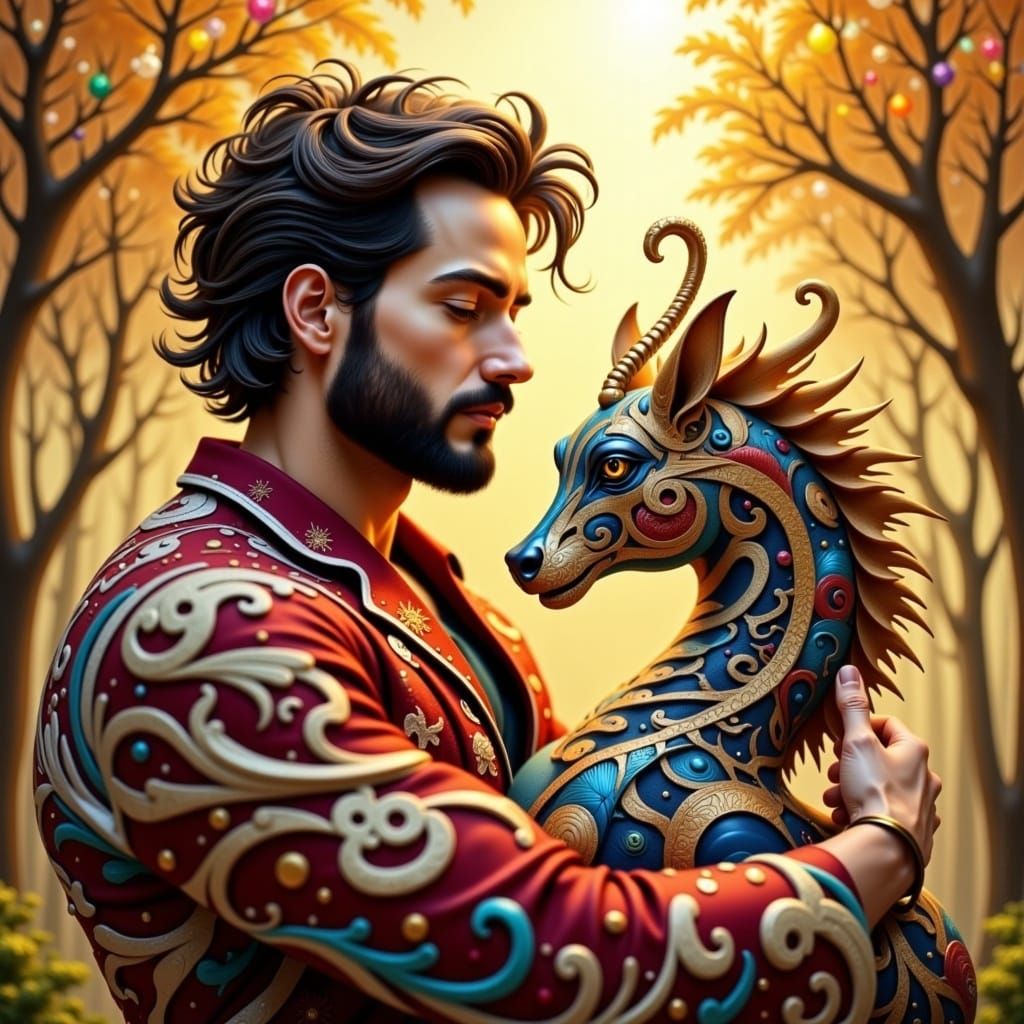 Intricate Surrealist Design in Vibrant Colors