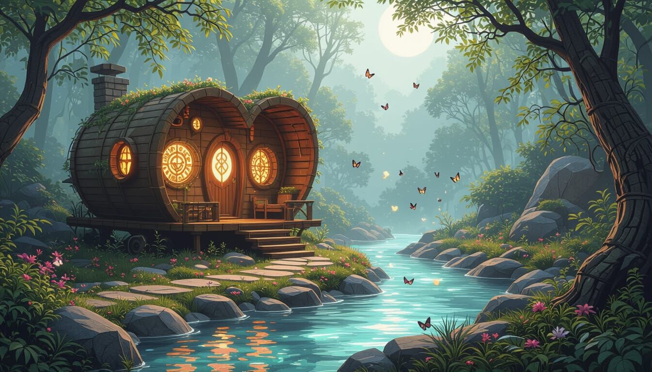 Enchanted Japanese Canopy Dwelling Amidst Ancient Empires