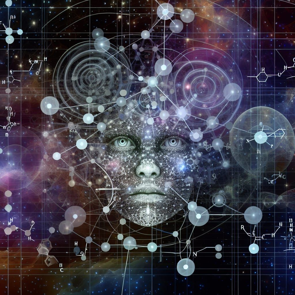 Mysterious Spacegirl Portrait with Celestial Mechanics