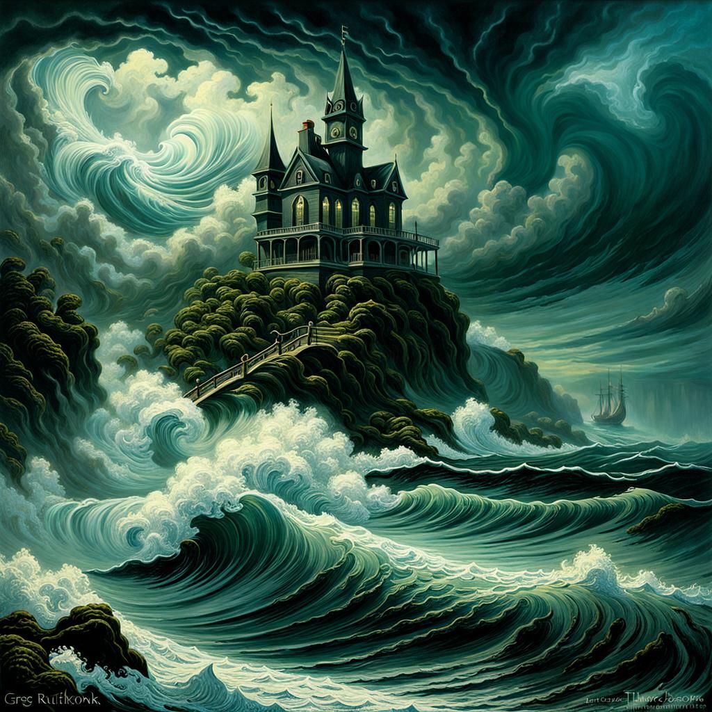 Cthulhu Rises from the Stormy Sea