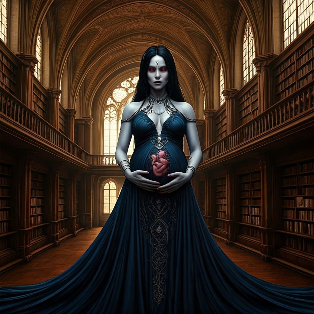 Nya/Nyarlathotep in Library, Ethereal Deity Portrait