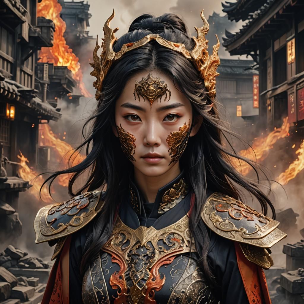 Volcanic Superhero: Hyperrealistic Portrait of Japanese Agen...