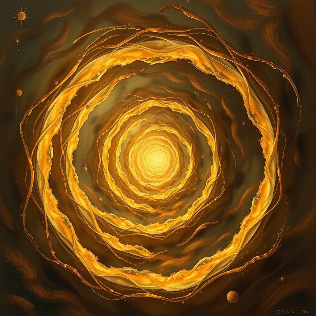 Surreal Dreamscape with Golden Fibonacci Spirals in Ethereal...