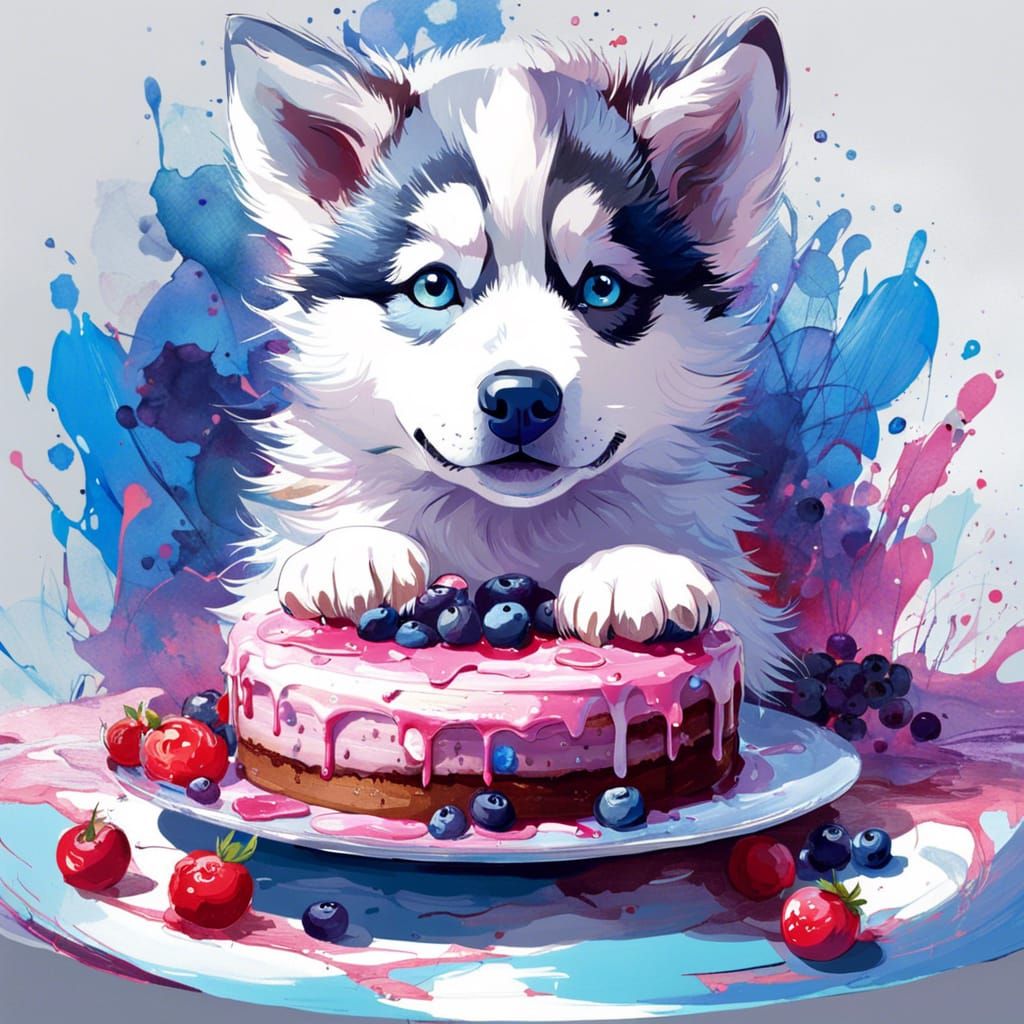 Husky Puppy Discovers Forbidden Cake: Concept Art
