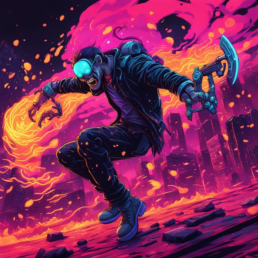 Neon Hell: Apocalyptic Splash Art Illustration