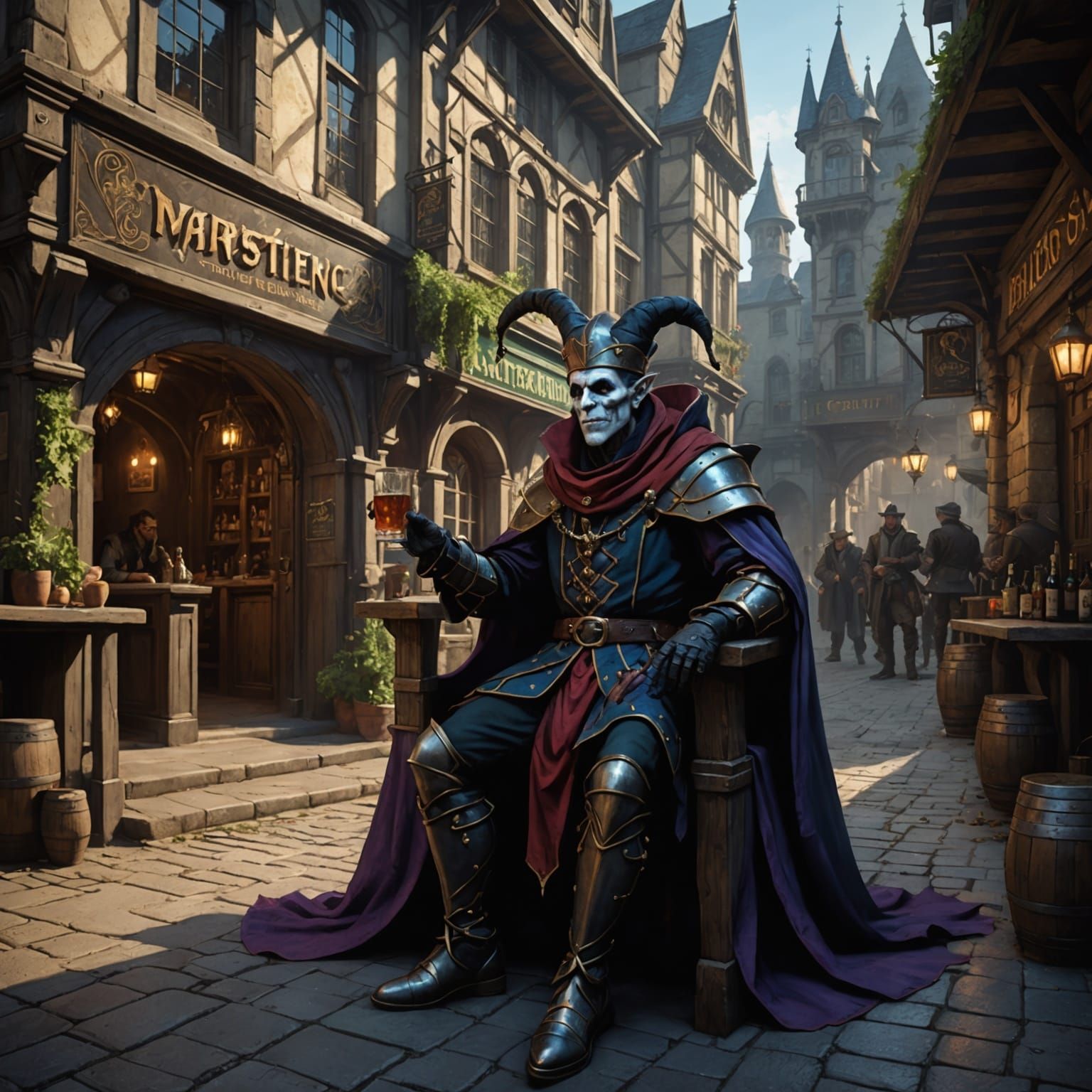 Dark Fantasy Jester with Entrails, Hyperdetailed Art