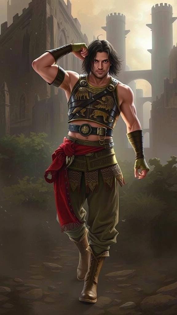 Heroic Warrior Prince in Leather Armor