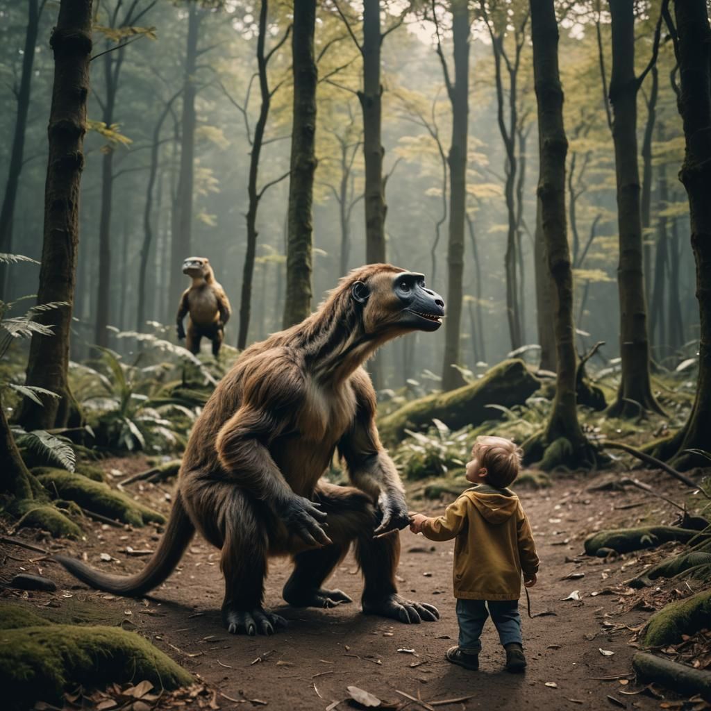 Monkey Juggling Children: Cinematic Film Still