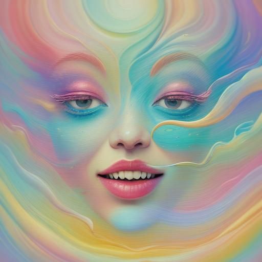 Surreal Close-Up of Person Inhaling Laughing Gas