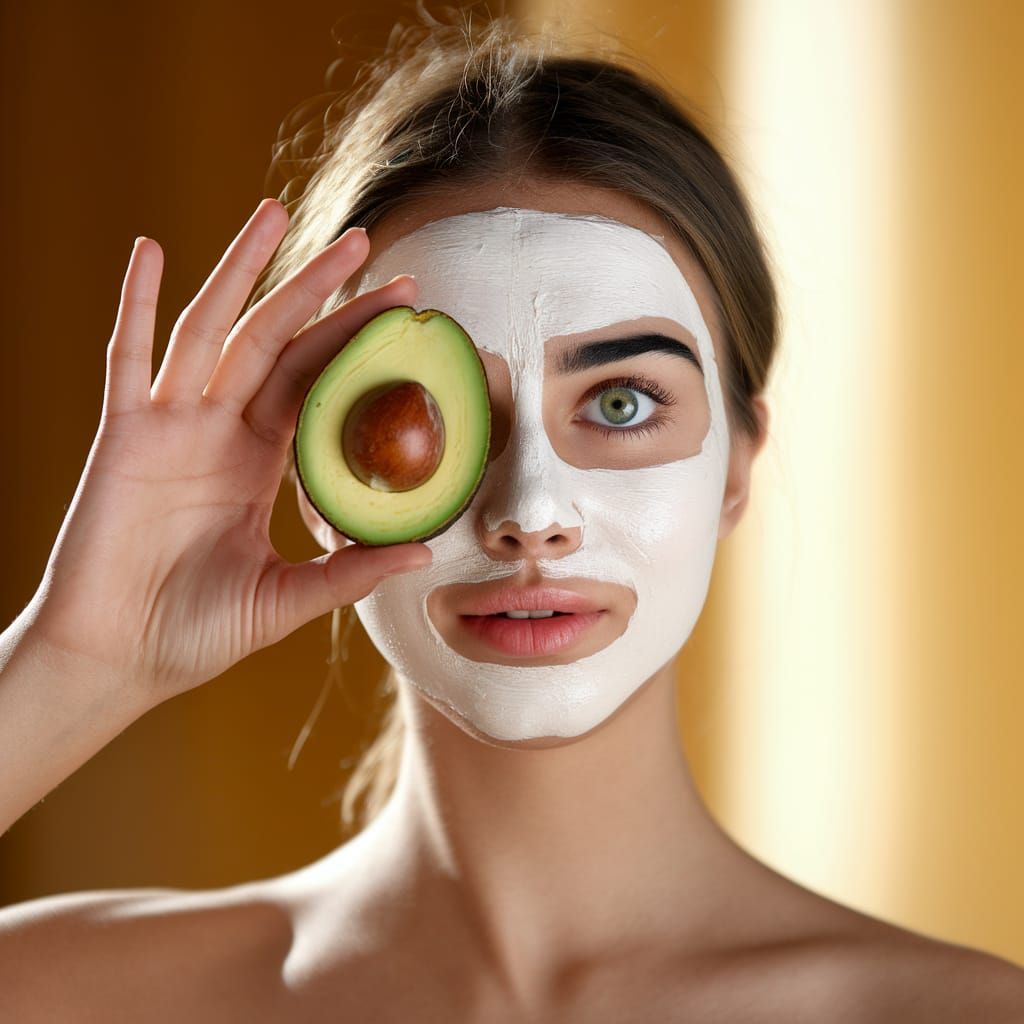 Young Woman with Avocado Beauty Mask