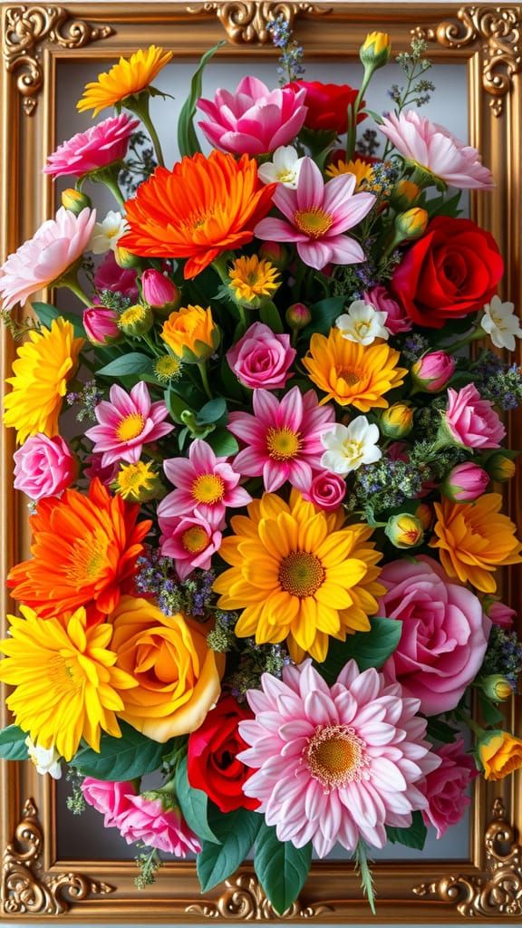 Vibrant Floral Arrangement in Ultra HD with Delicate Texture...