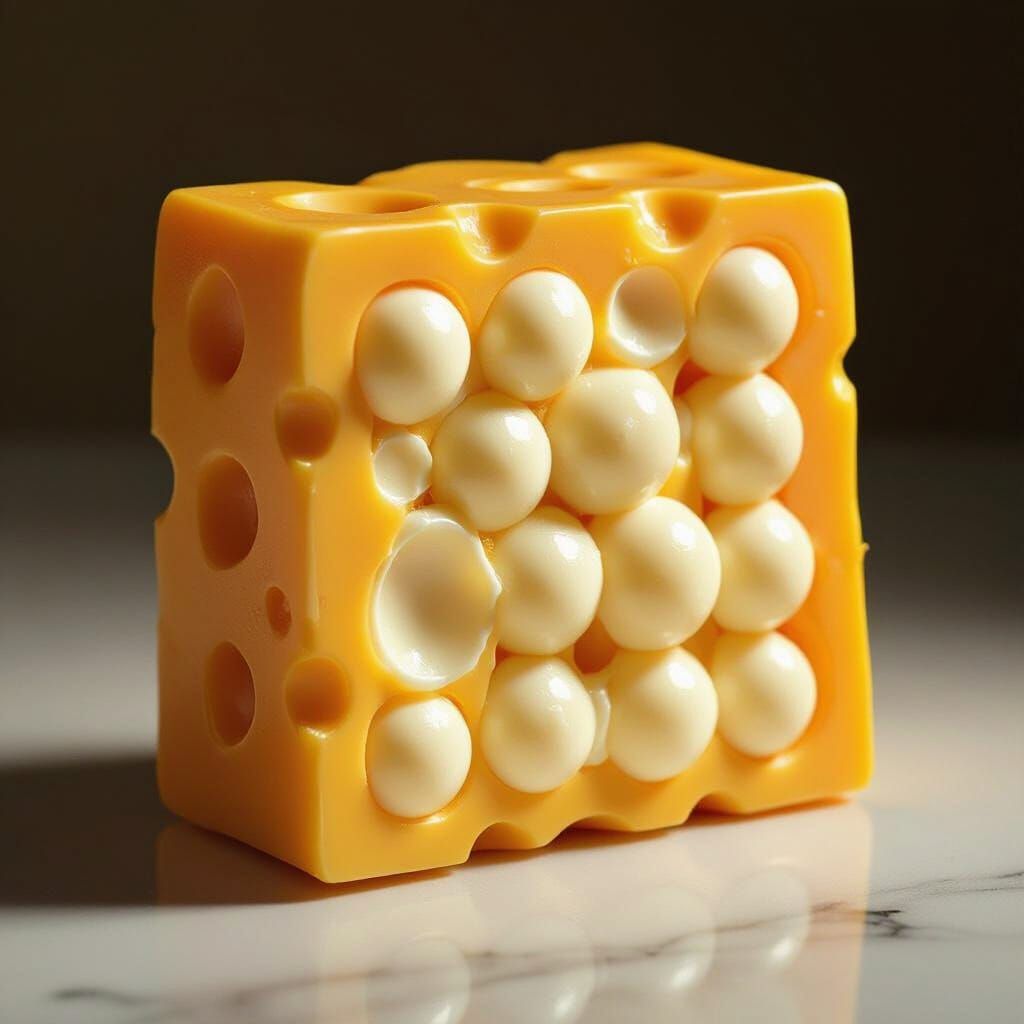 Hyperrealistic Cheese Pop It Toy Still Life