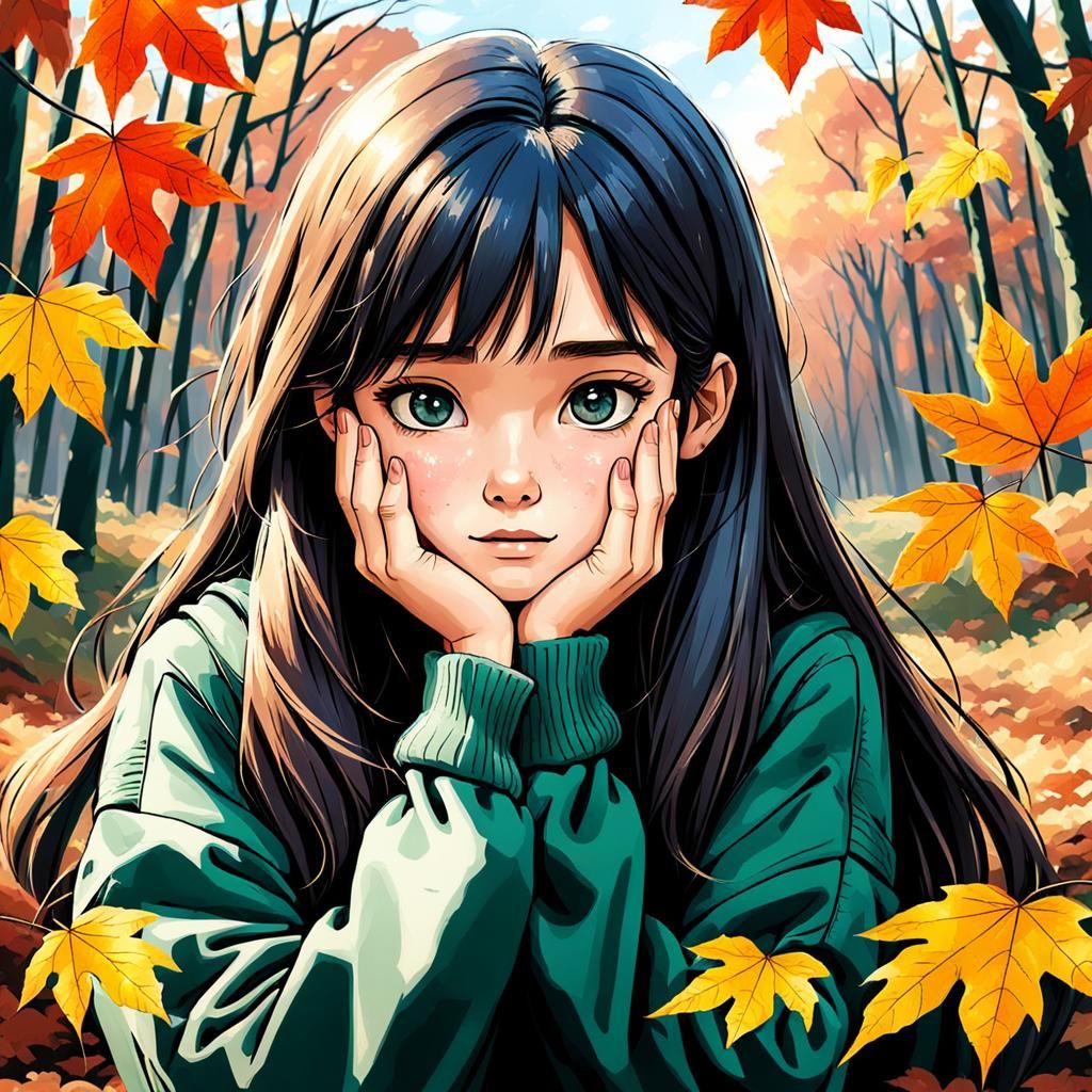 Three Wise Monkeys in Autumn Leaves