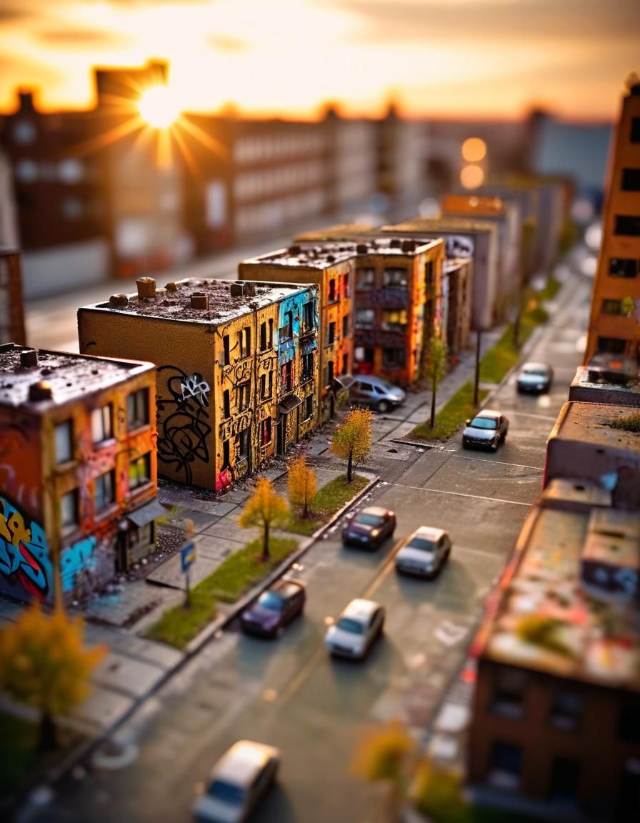 Hyperdetailed Cartograffiti World at Golden Hour