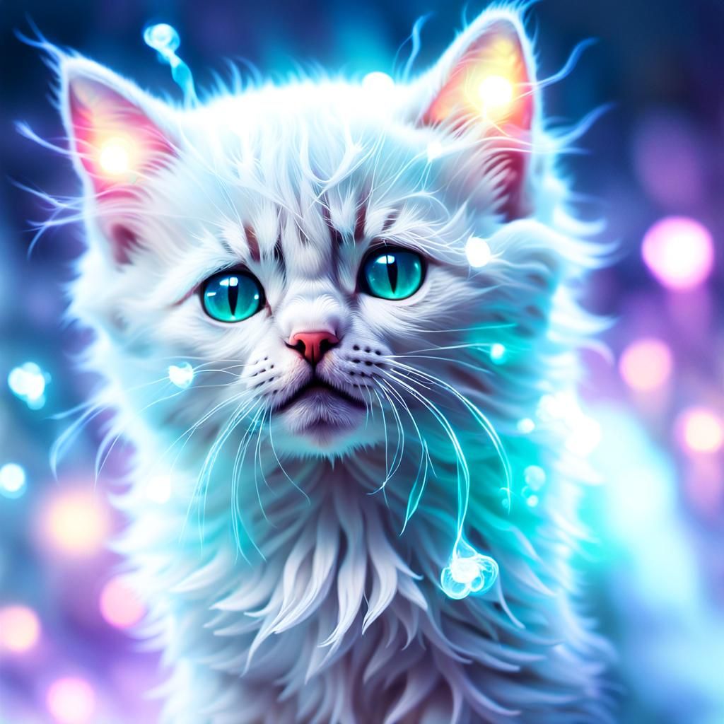 Dreamlike Kitten in Surreal, Ethereal Mist