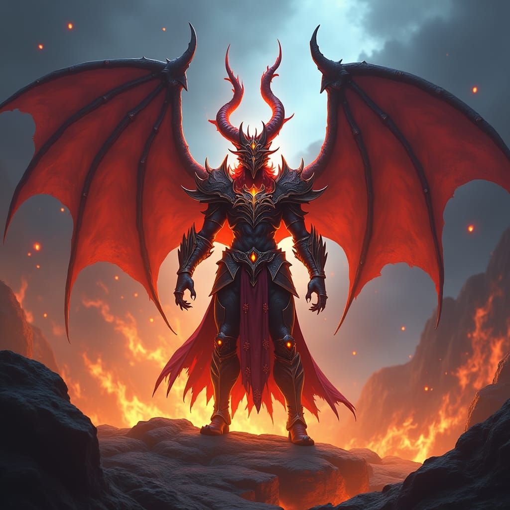 Astaroth: Demon Lord in Hellish Landscape