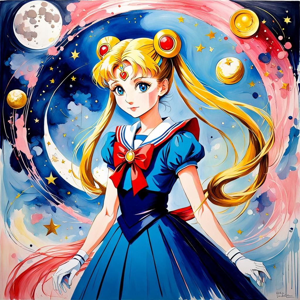 Sailor Moon Painting in Fantasy Art Style