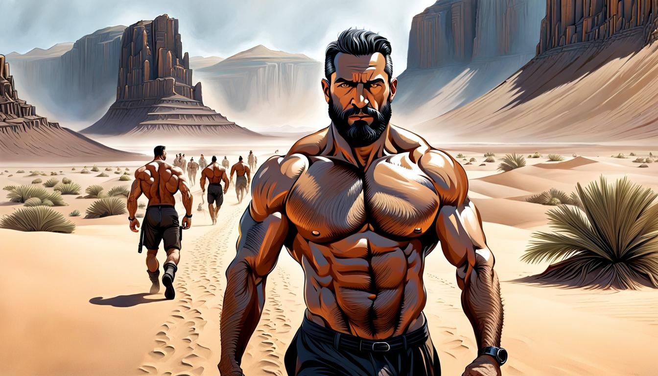 Muscular Men Emerge in Desolate Wasteland