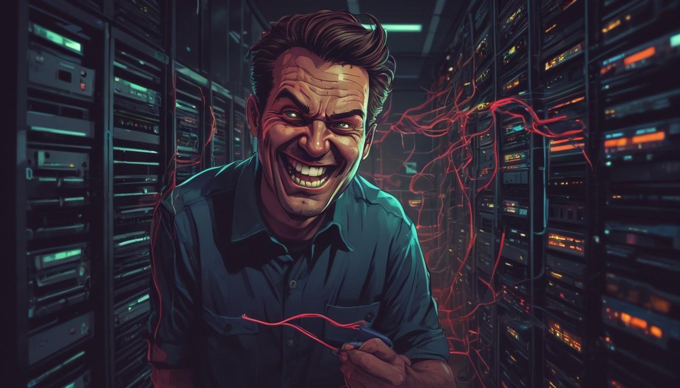 Sysadmin's Mischief: A Vibrant Digital Art Illustration