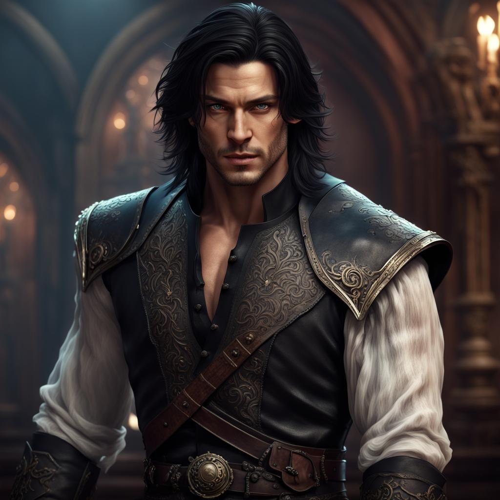 Handsome Fantasy Actor in Theatre, Detailed Matte Painting