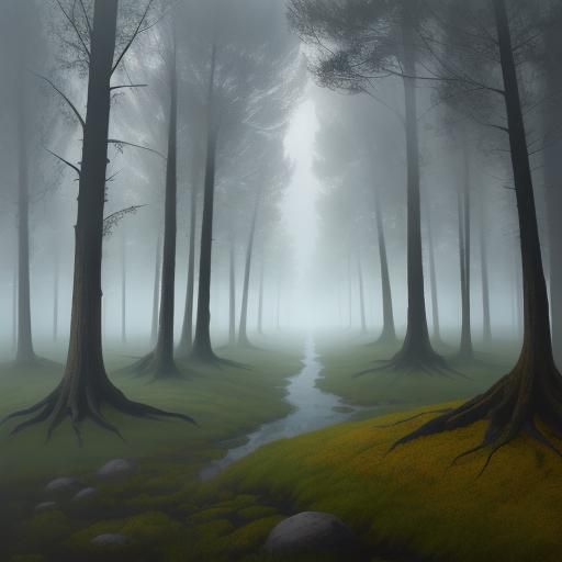 Surreal Petrified Forest Landscape in Ethereal Oil Painting ...