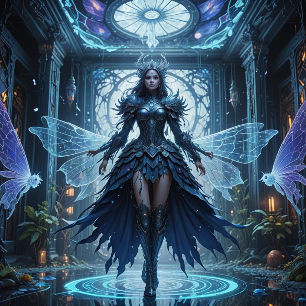 Ghost Fairy Haunts Mirrored Room in Fantasy Concept Art