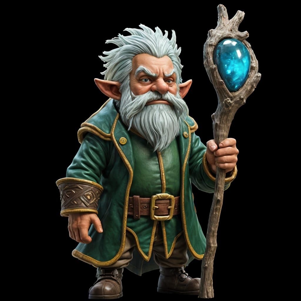 Grim Gnome Warrior in Green Leather Coat