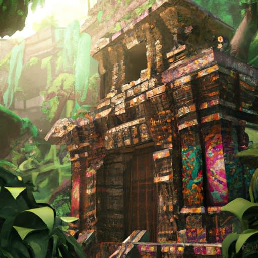 Mayan Temple in Jungle: Detailed Matte Painting